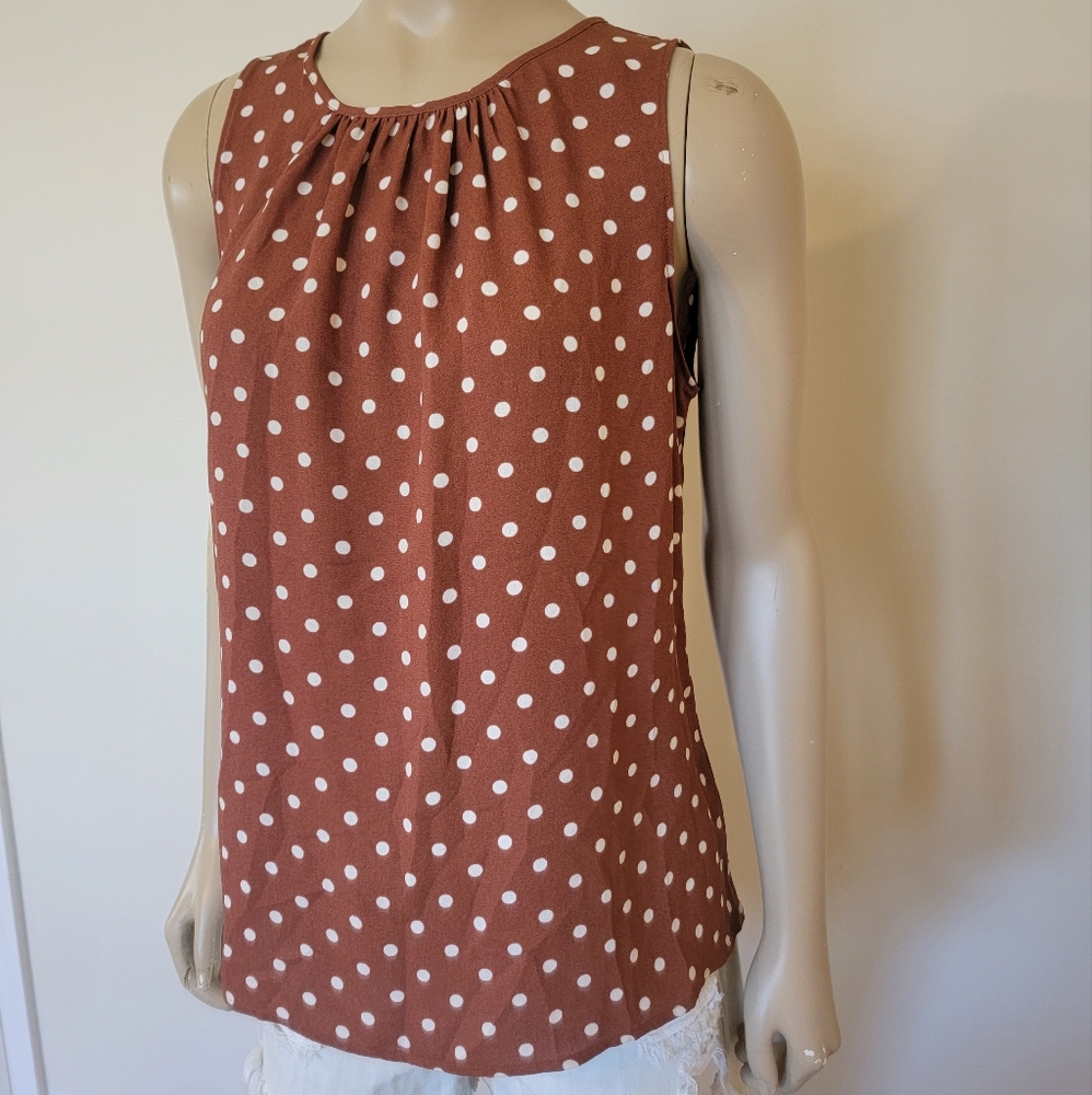 Halogen Polka Dot Sleeveless Blouse